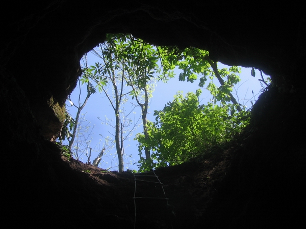 The exit of Death Bell Cave, Ontario.