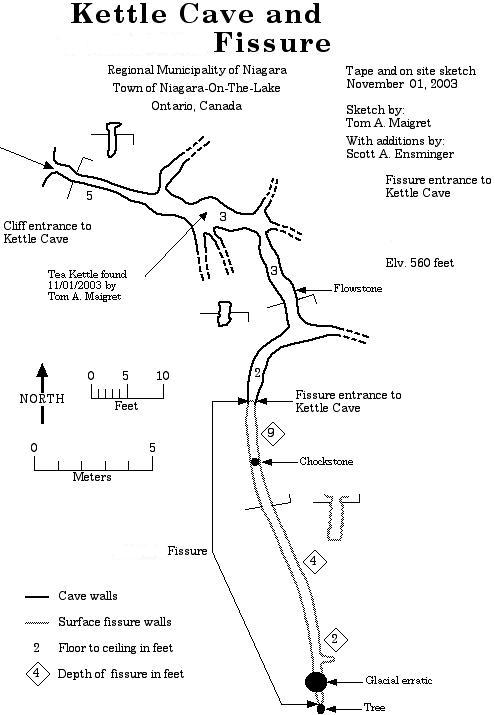 Map of Kettle Cave in Ontario.