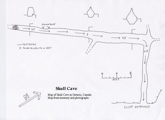 Map of Skull Cave Ontario, Canada.